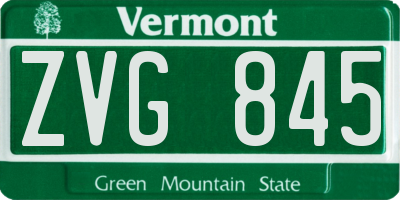 VT license plate ZVG845