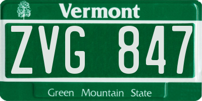 VT license plate ZVG847