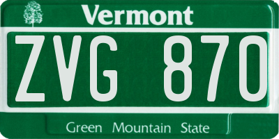 VT license plate ZVG870