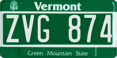 VT license plate ZVG874