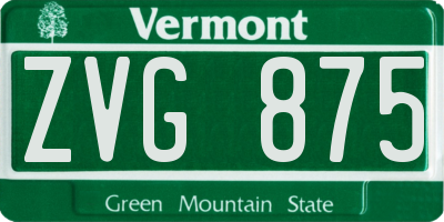 VT license plate ZVG875