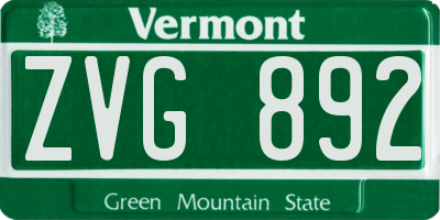 VT license plate ZVG892