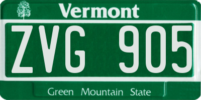 VT license plate ZVG905