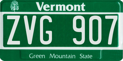 VT license plate ZVG907