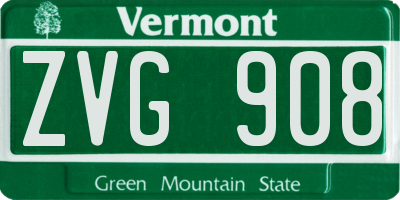 VT license plate ZVG908