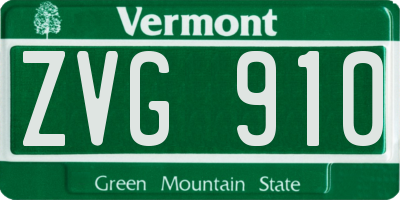 VT license plate ZVG910