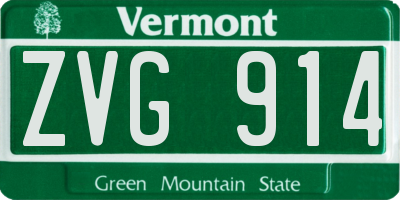 VT license plate ZVG914