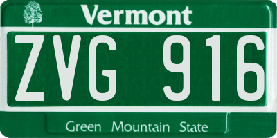 VT license plate ZVG916