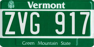 VT license plate ZVG917