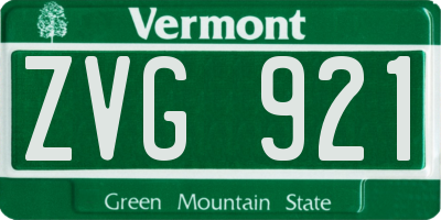 VT license plate ZVG921