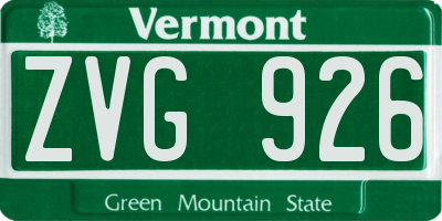 VT license plate ZVG926