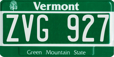 VT license plate ZVG927