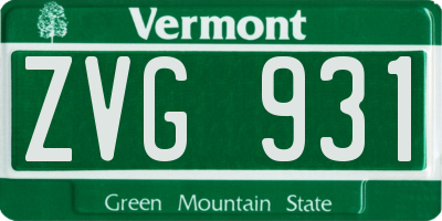 VT license plate ZVG931
