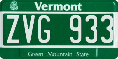 VT license plate ZVG933