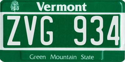VT license plate ZVG934