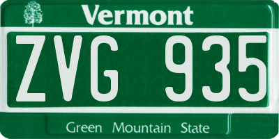 VT license plate ZVG935