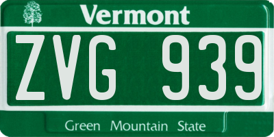 VT license plate ZVG939
