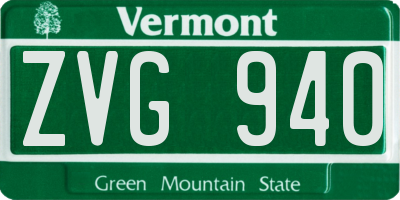 VT license plate ZVG940