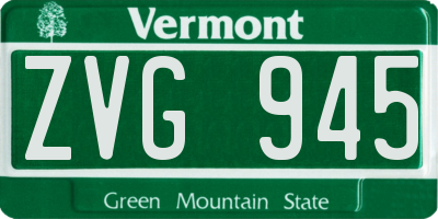 VT license plate ZVG945