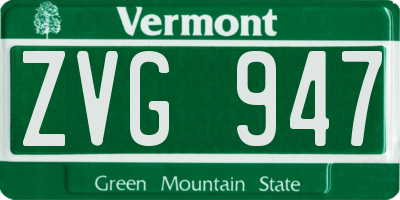 VT license plate ZVG947