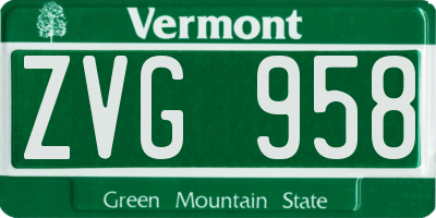 VT license plate ZVG958