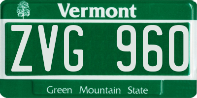 VT license plate ZVG960
