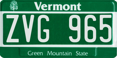 VT license plate ZVG965
