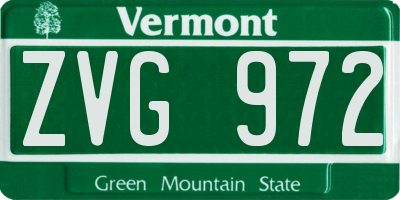 VT license plate ZVG972