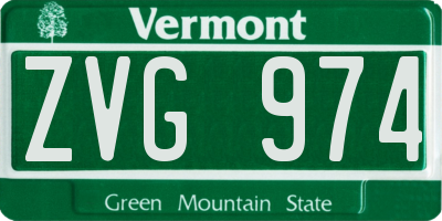 VT license plate ZVG974