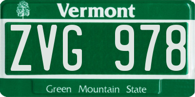 VT license plate ZVG978