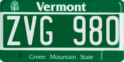 VT license plate ZVG980