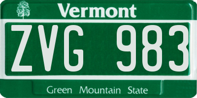 VT license plate ZVG983
