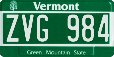 VT license plate ZVG984
