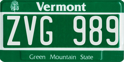 VT license plate ZVG989