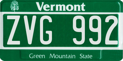 VT license plate ZVG992