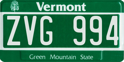 VT license plate ZVG994