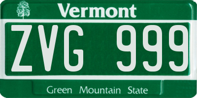 VT license plate ZVG999