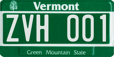 VT license plate ZVH001