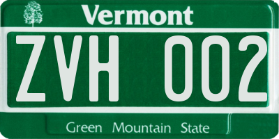 VT license plate ZVH002