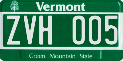VT license plate ZVH005