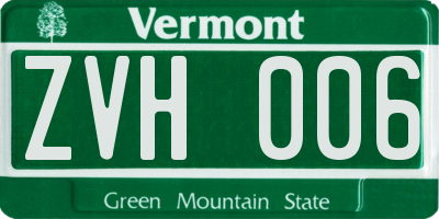 VT license plate ZVH006