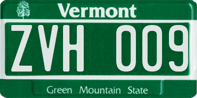 VT license plate ZVH009