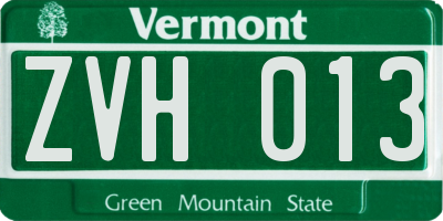 VT license plate ZVH013