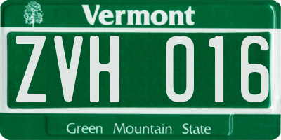 VT license plate ZVH016