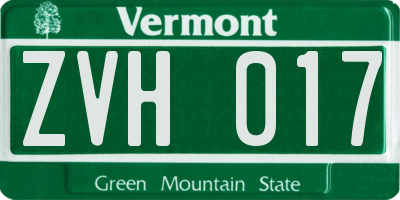 VT license plate ZVH017