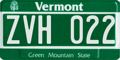 VT license plate ZVH022