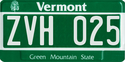 VT license plate ZVH025