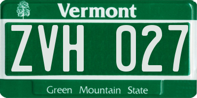 VT license plate ZVH027