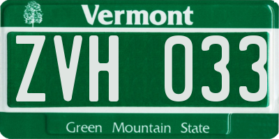 VT license plate ZVH033