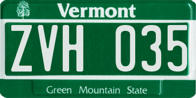 VT license plate ZVH035